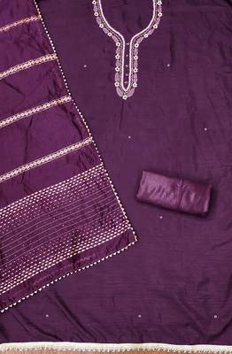 Purple designer handwork and fancy border with weaving embroidered dupatta parampara cotton dress materials 3