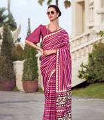 Purple Designer Printed Cotton silk blend Saree With Blouse