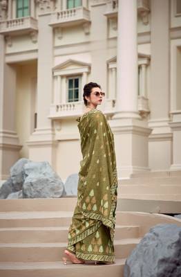 Green Designer Printed Cotton silk blend Saree With Blouse 2