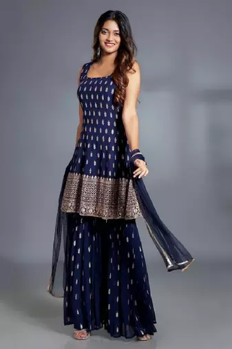 Royal Blue Embroidered ethnic Set