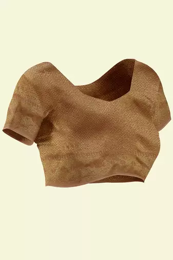 Peach woven cotton silk saree with blouse