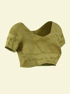 Green woven cotton silk saree with blouse 5