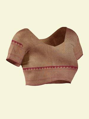 Off white woven cotton silk saree with blouse 5