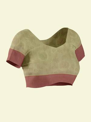 Beige woven cotton silk saree with blouse 5