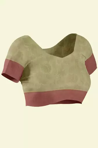 Beige woven cotton silk saree with blouse