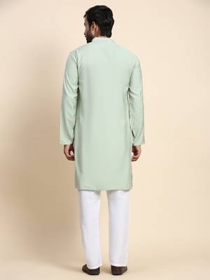 Green viscose rayon plain solid kurta 3