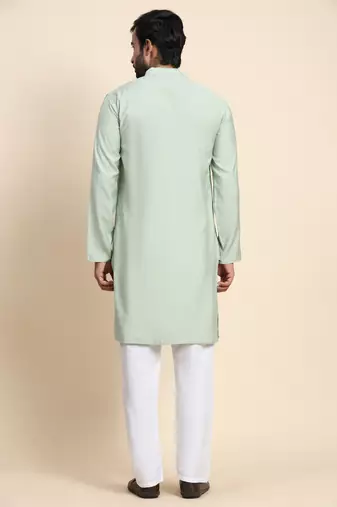 Green viscose rayon plain solid kurta