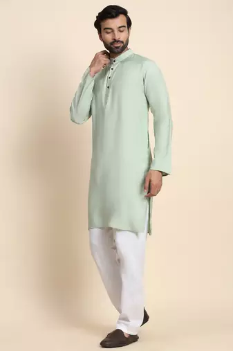 Green viscose rayon plain solid kurta