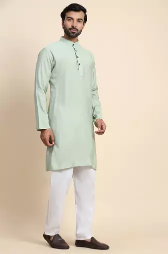 Green viscose rayon plain solid kurta