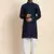 Navy blue viscose rayon self weaved kurta