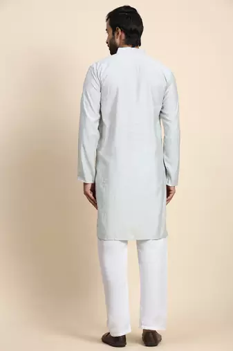 Light grey viscose rayon self weaved kurta