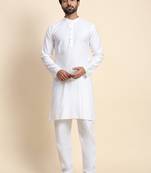 White viscose rayon self weaved kurta