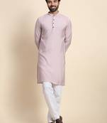 Light mauve viscose rayon plain solid kurta