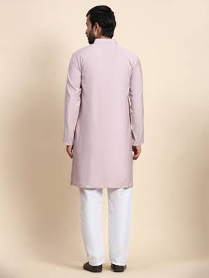 Light mauve viscose rayon plain solid kurta 3