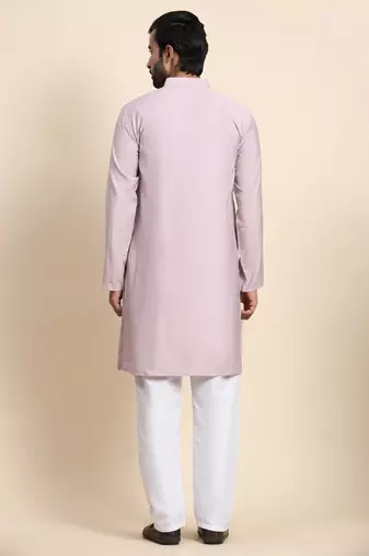 Light mauve viscose rayon plain solid kurta