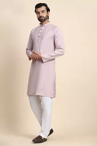 Light mauve viscose rayon plain solid kurta