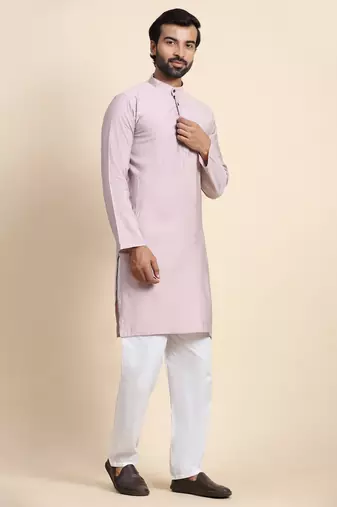Light mauve viscose rayon plain solid kurta