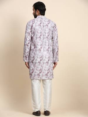 Grey viscose rayon mirror work kurta 3