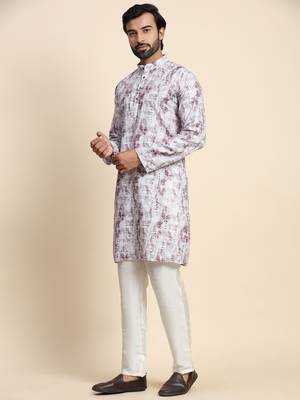 Grey viscose rayon mirror work kurta 4