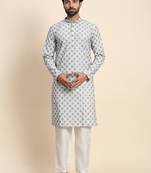 Grey cotton chikankari kurta