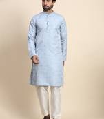 Light blue jacquard jacquard kurta