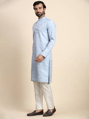 Light blue jacquard jacquard kurta 4
