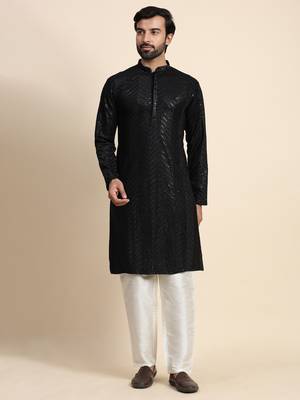 Black georgette embroidery kurta 1