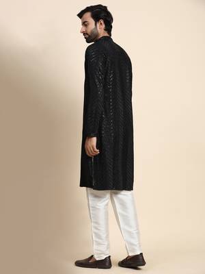 Black georgette embroidery kurta 3