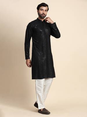 Black georgette embroidery kurta 5