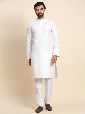 White jacquard jacquard kurta set 1
