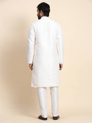 White jacquard jacquard kurta set 3