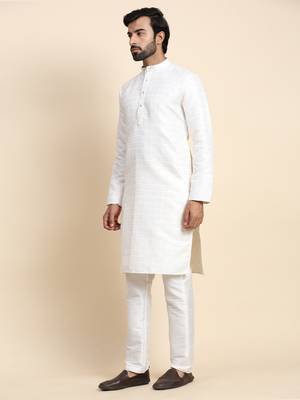 White jacquard jacquard kurta set 4