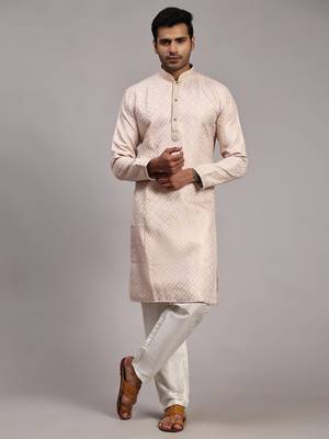 Pink viscose jacquard jacquard kurta 1