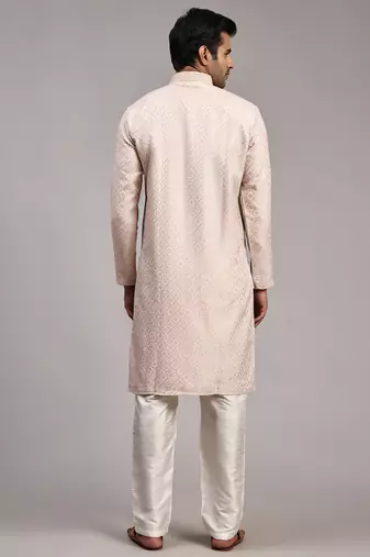 Pink viscose jacquard jacquard kurta