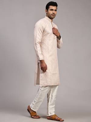 Pink viscose jacquard jacquard kurta 5