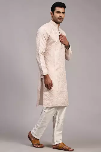 Pink viscose jacquard jacquard kurta