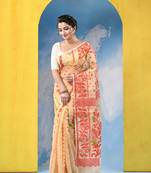 Resham Dhakai Jamdani Cotton Handloom Saree Champak Design Jamdani Saree Without Blouse