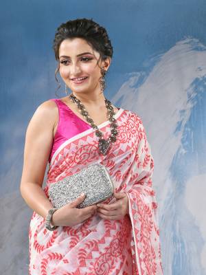 Pink Resham Dhakai Jamdani Cotton Handloom Saree Rose Design Jamdani Saree Without Blouse 4