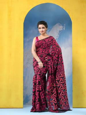 Black Resham Dhakai Jamdani Cotton Handloom Saree Playing Card Design Jamdani Saree Without Blouse 1