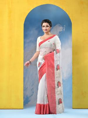 traditional bengal handloom sakuntala soft cotton sarees for saree with blouse piece 1