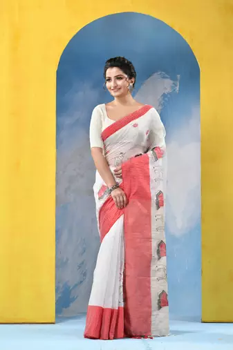traditional bengal handloom sakuntala soft cotton sarees for saree with blouse piece