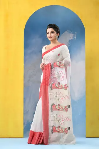 traditional bengal handloom sakuntala soft cotton sarees for saree with blouse piece