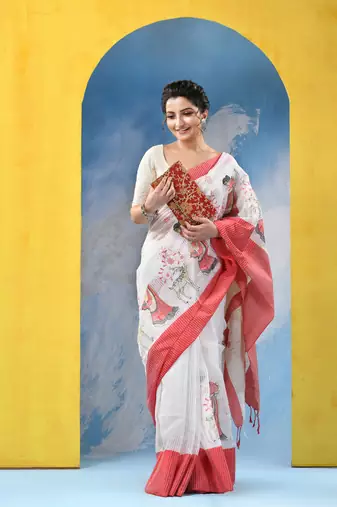 traditional bengal handloom sakuntala soft cotton sarees for saree with blouse piece
