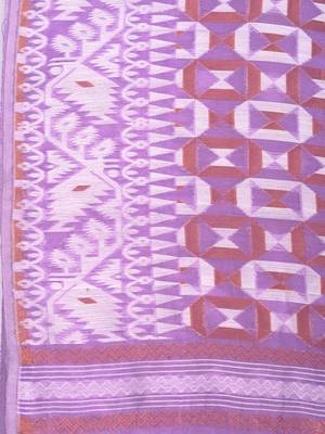 Purple Resham Dhakai Jamdani Cotton Handloom Saree Golden Diamond Jamdani Saree Without Blouse 5