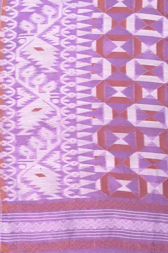 Purple Resham Dhakai Jamdani Cotton Handloom Saree Golden Diamond Jamdani Saree Without Blouse