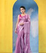 bengal Pink color changer tissue pure handloom cotton saree with blouse piece