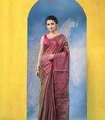 bengal Magenta color changer tissue pure handloom cotton saree with blouse piece
