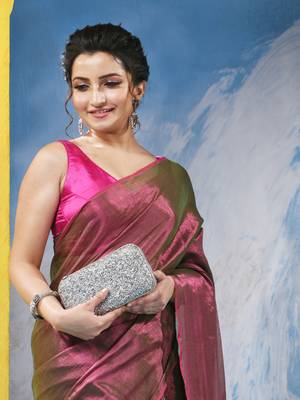 bengal Magenta color changer tissue pure handloom cotton saree with blouse piece 5