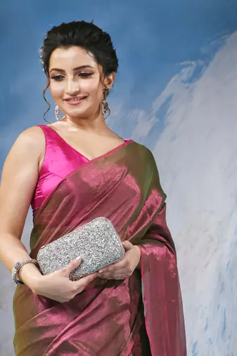 bengal Magenta color changer tissue pure handloom cotton saree with blouse piece