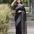 Black Contrast Thread Work Raw Silk Saree Set